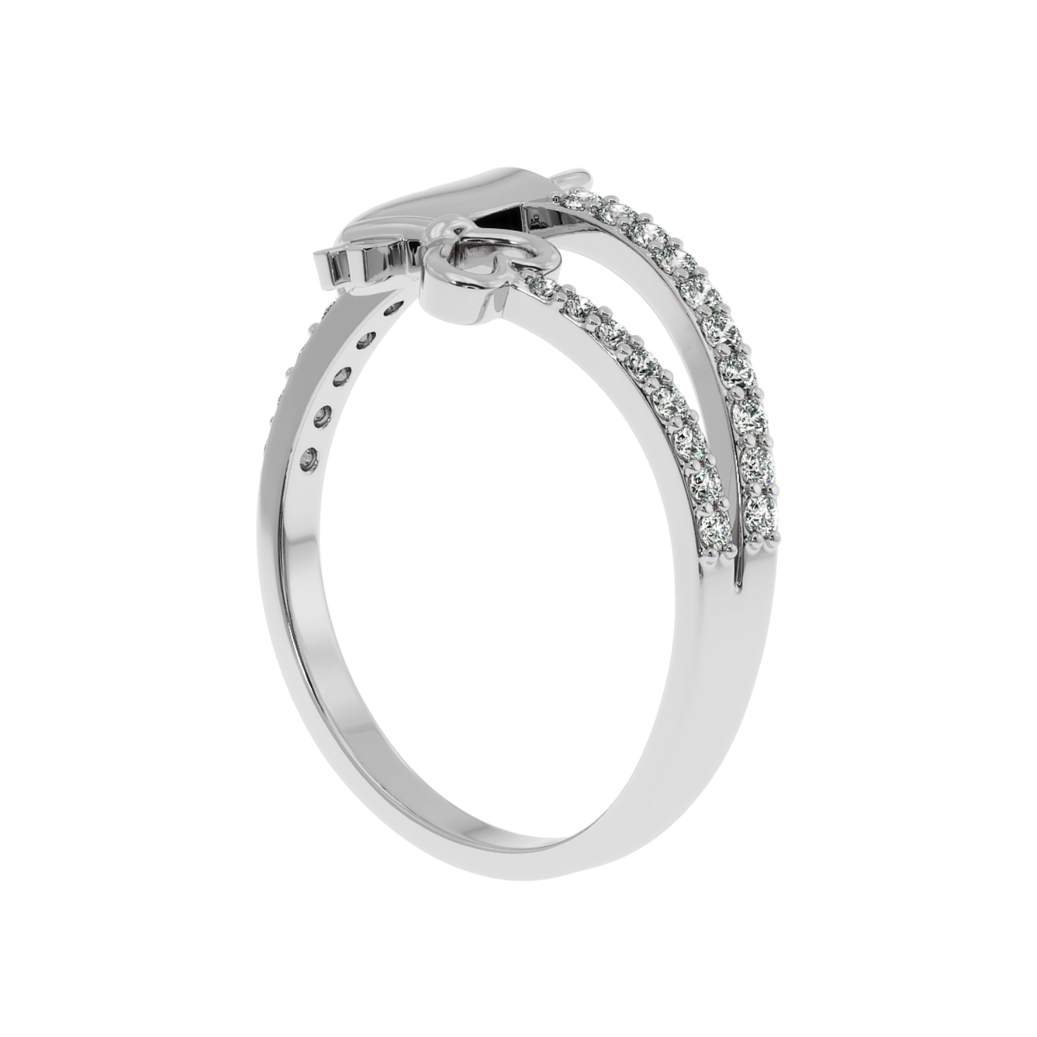 0.22 CT Lock & Key Lab Diamond Ring in 14K Gold